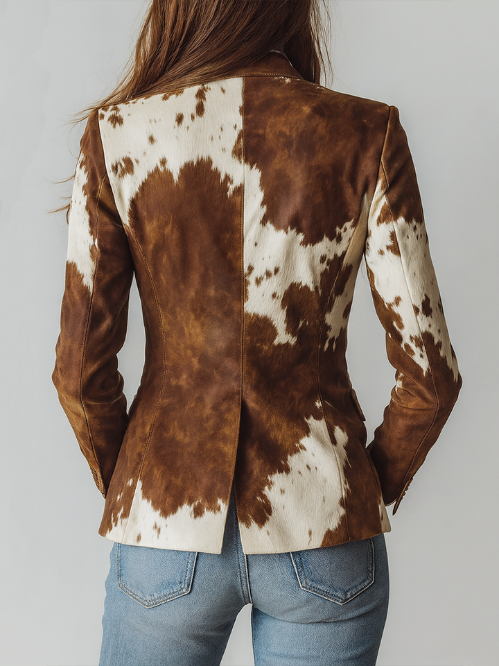 Olivienne | Vintage Cow Print Blazer