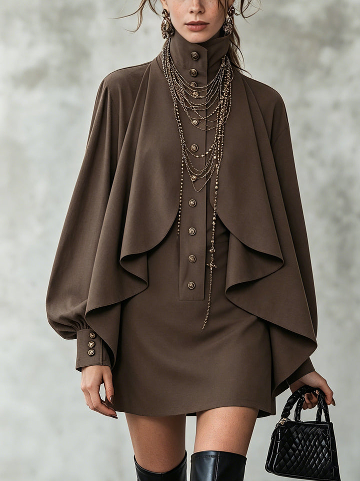Marin | High-Neck Cape Mini Dress