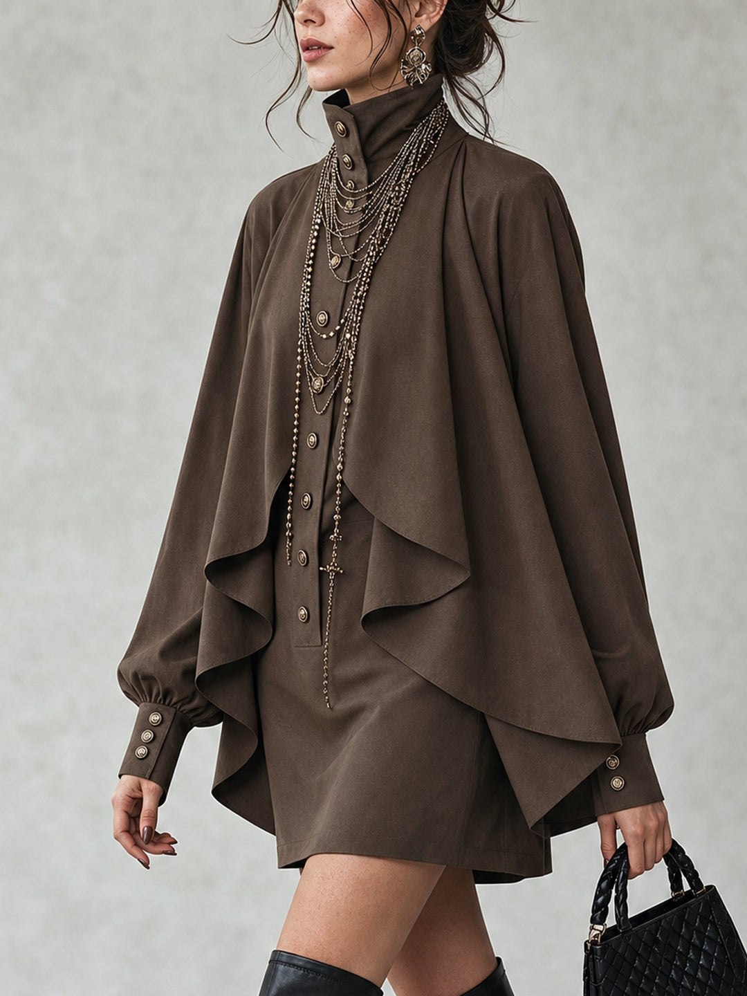 Marin | High-Neck Cape Mini Dress