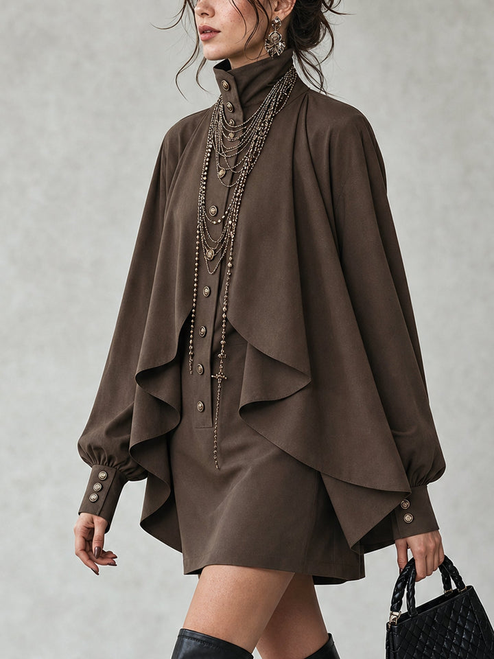 Marin | High-Neck Cape Mini Dress