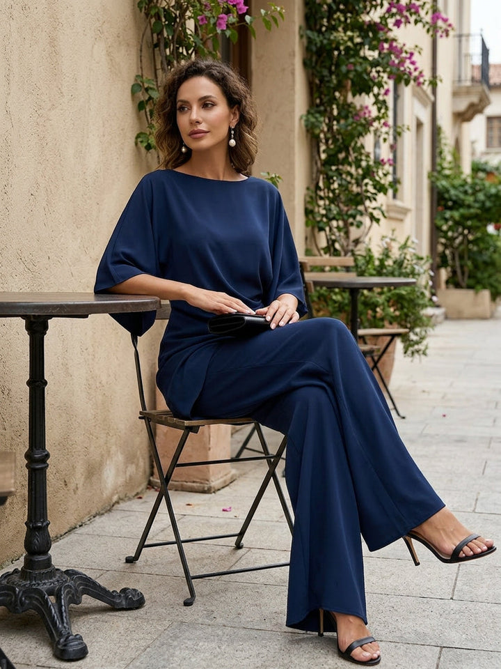Oksana | Cape-Sleeve Draped Waist