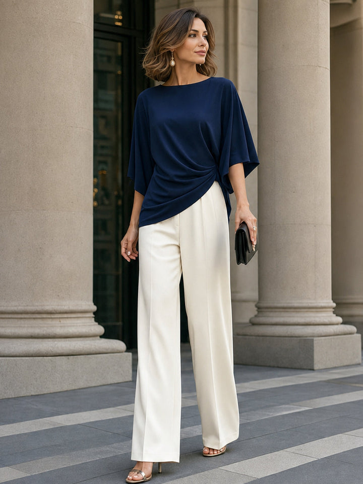 Oksana | Cape-Sleeve Draped Waist