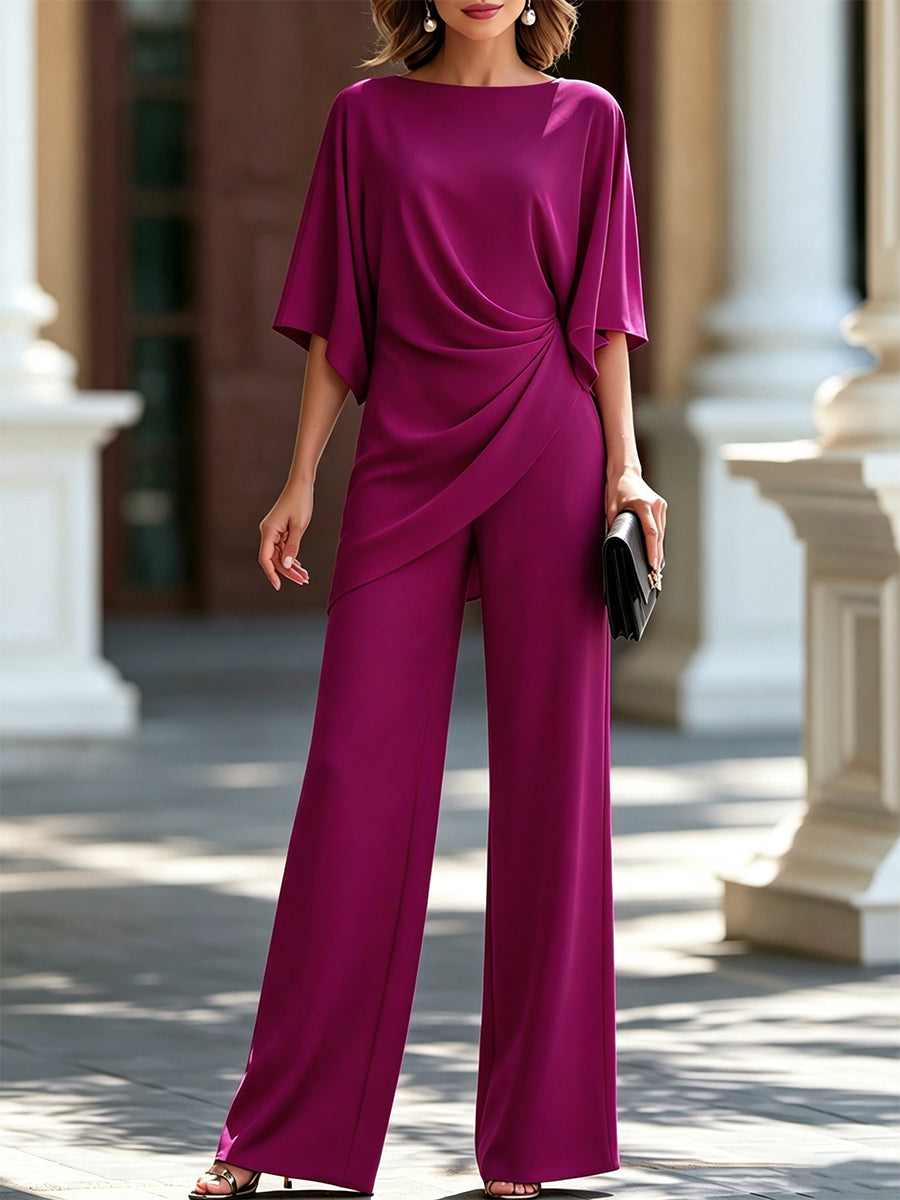 Oksana | Cape-Sleeve Draped Waist
