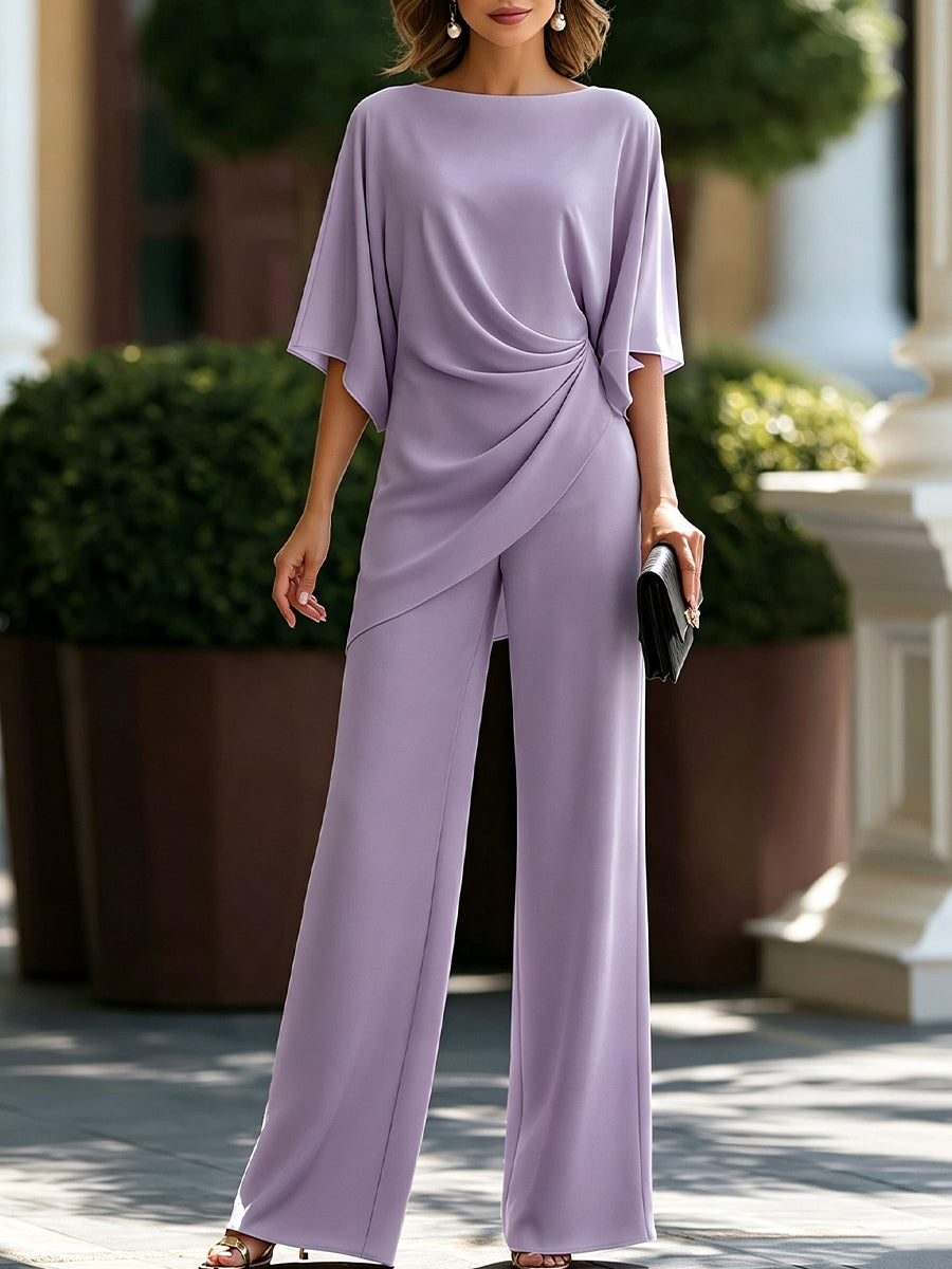 Oksana | Cape-Sleeve Draped Waist