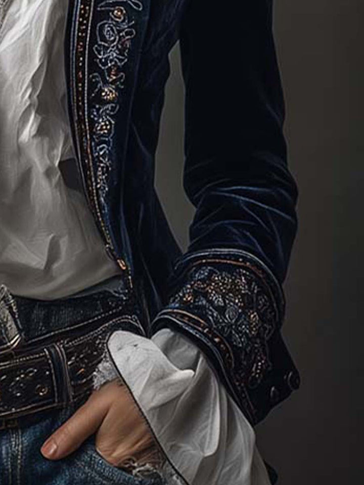Lynnea | Vintage Navy Embroidered Jacket