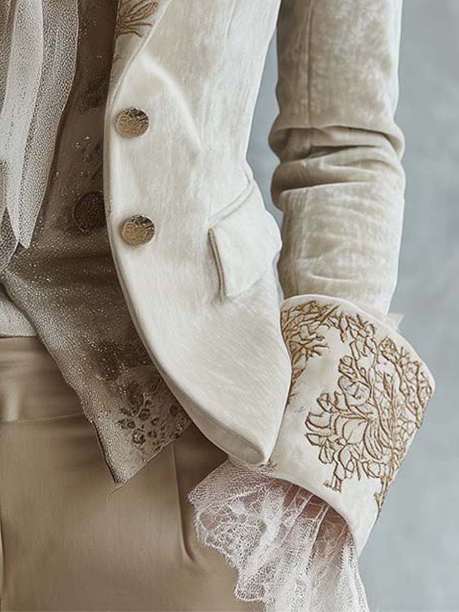 Estelle | Ivory Embroidered Tailored Blazer