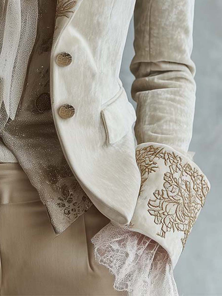 Estelle | Ivory Embroidered Tailored Blazer