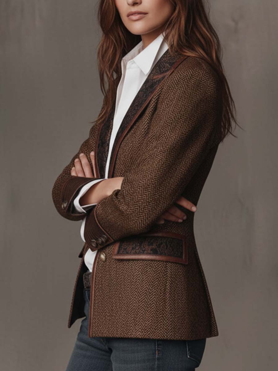 Elowric | Herringbone Panel Blazer