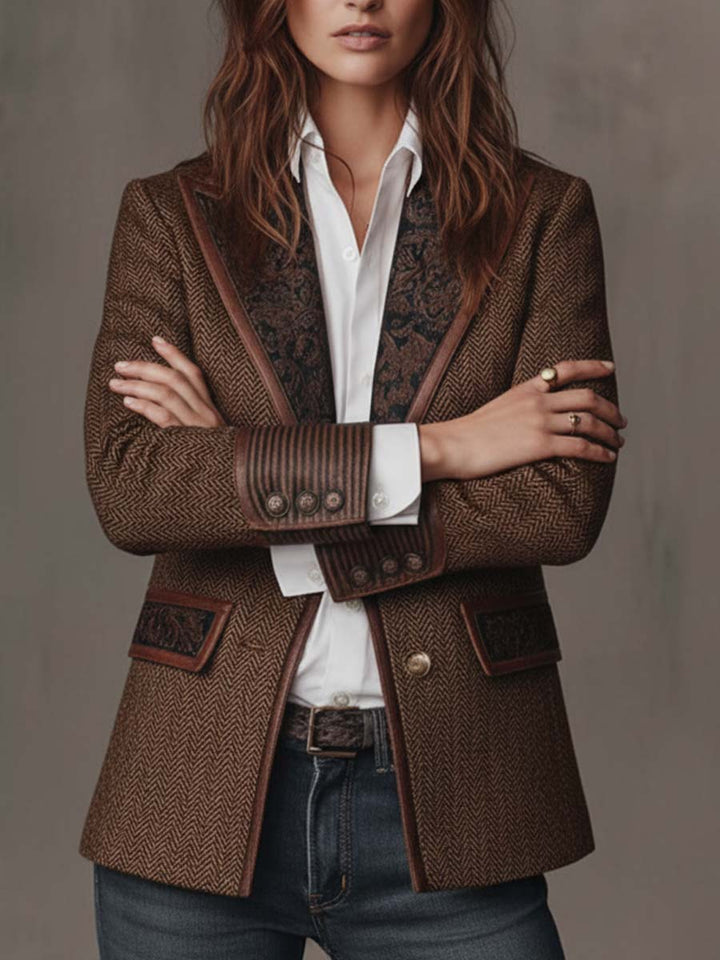 Elowric | Herringbone Panel Blazer