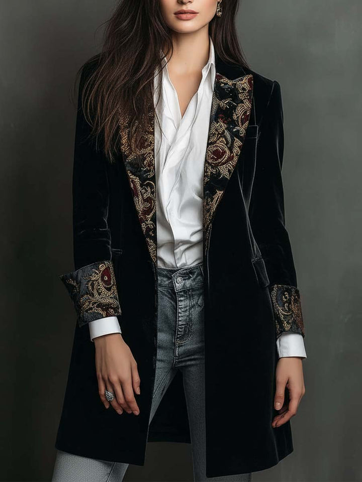 Emmeline | Black Baroque Print Blazer