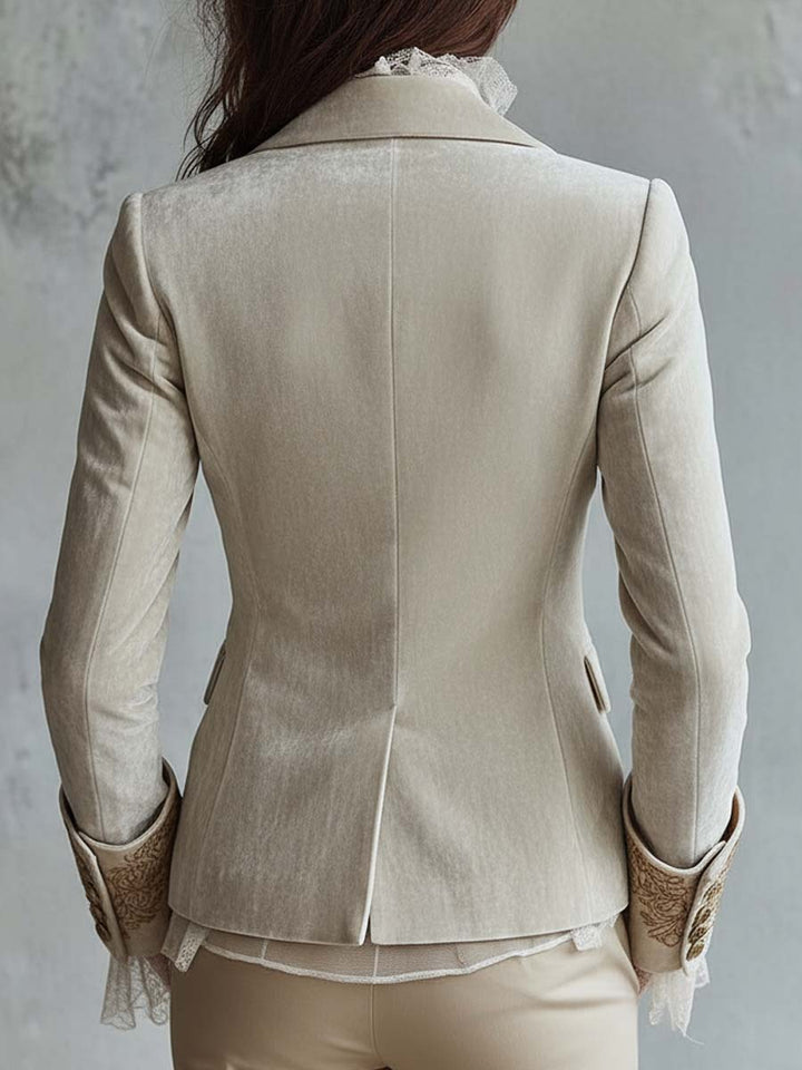 Estelle | Ivory Embroidered Tailored Blazer