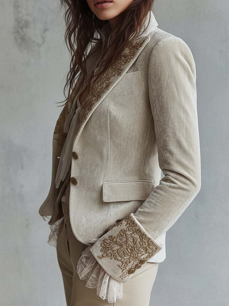 Estelle | Ivory Embroidered Tailored Blazer