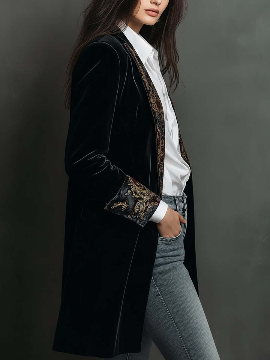 Emmeline | Black Baroque Print Blazer