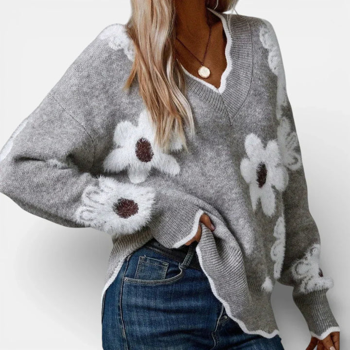 Angeline | Elegant Floral Print Sweater