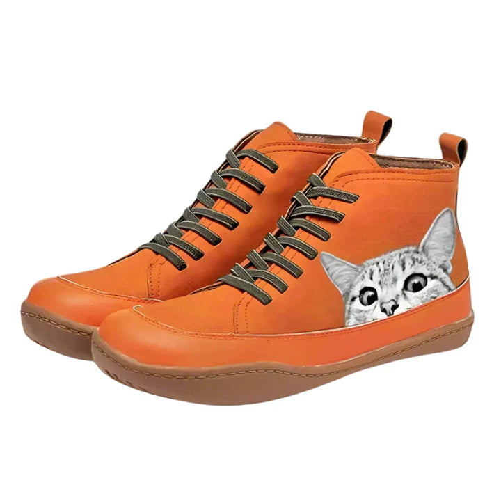Fenna | Cat Print Leather Ankle Boots