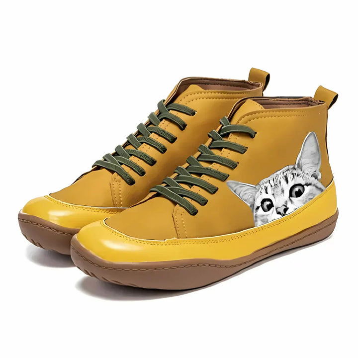Fenna | Cat Print Leather Ankle Boots