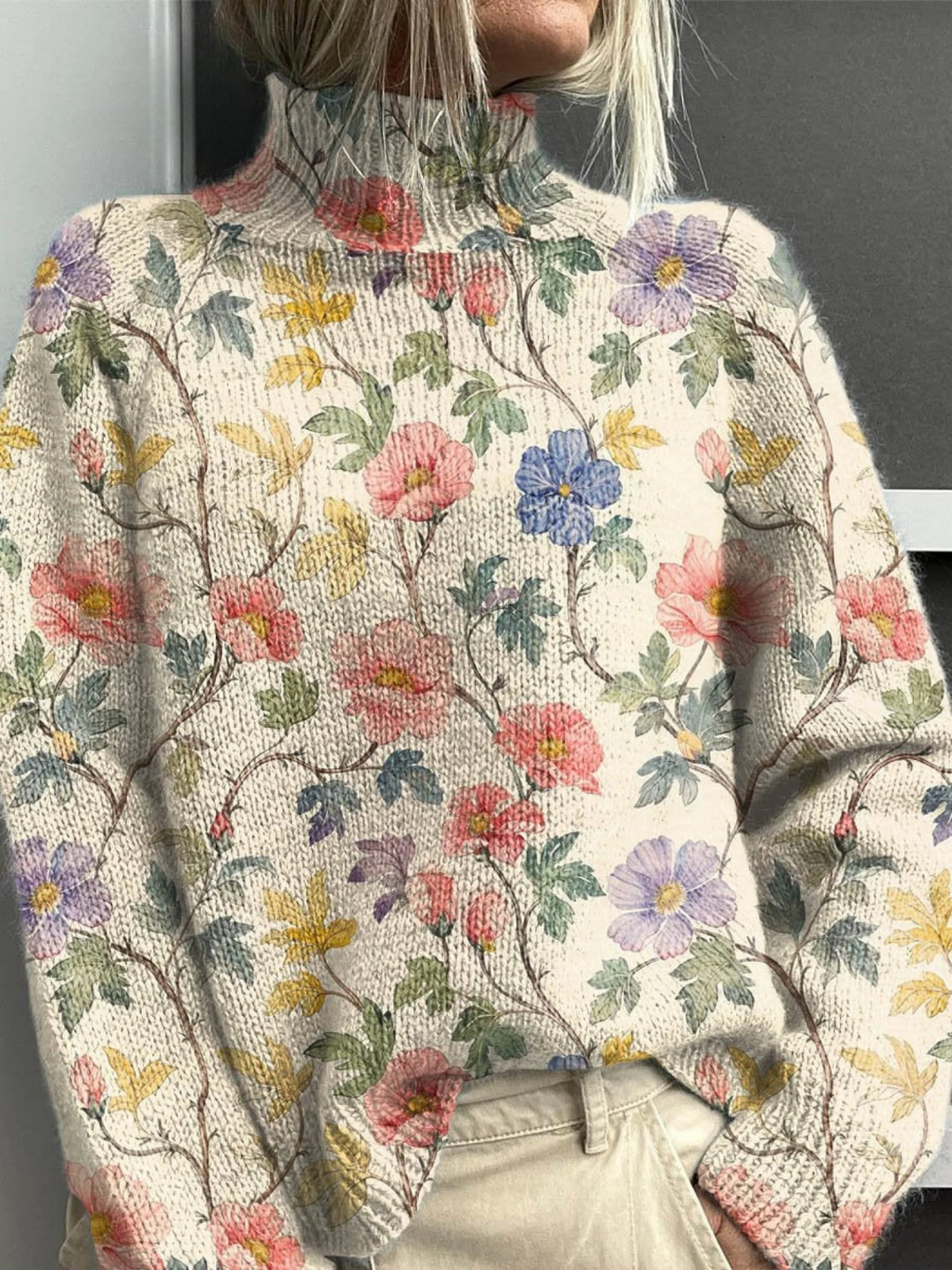 Augusta | Floral Turtleneck Sweater