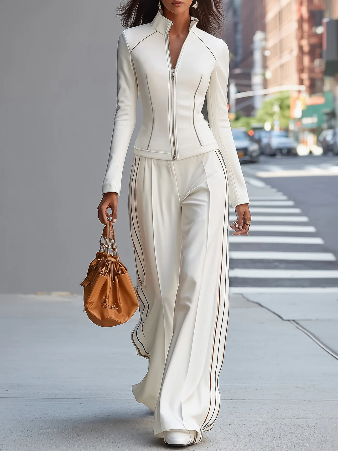 Hannah | White Suit and Wide Pants Set