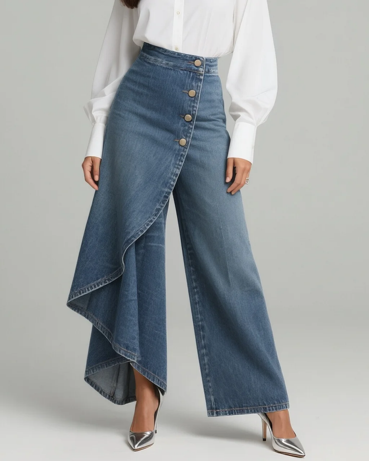 Elise | Modern Denim Wrap Pants