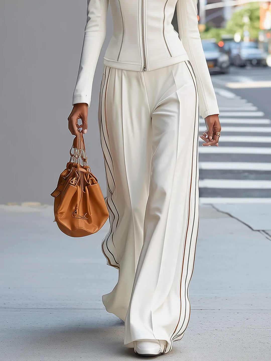 Hannah | White Suit and Wide Pants Set