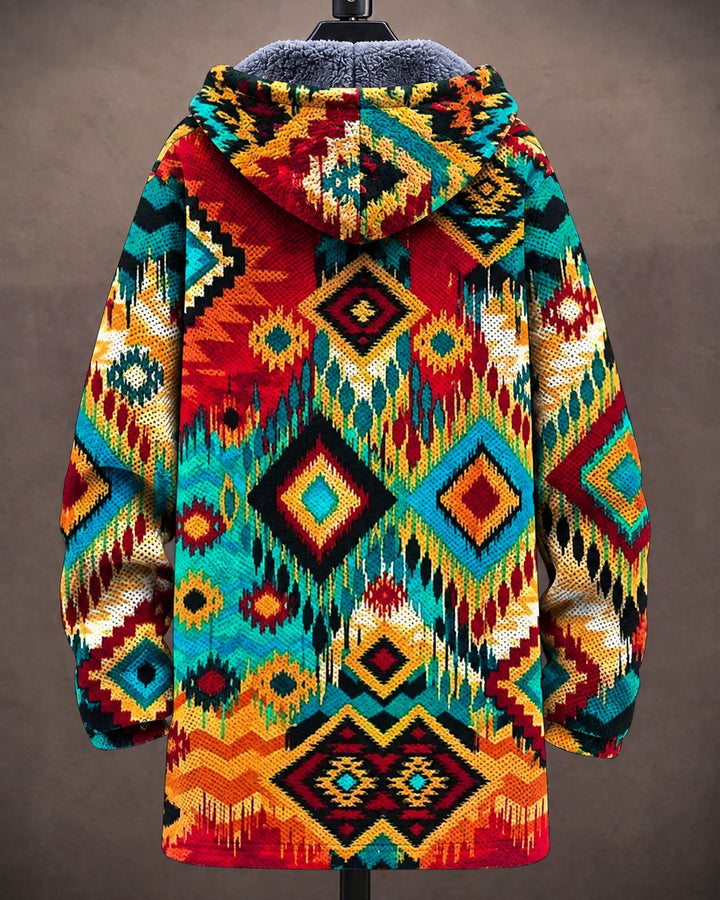 Rosemarie | Vibrant Mosaic Hooded Jacket