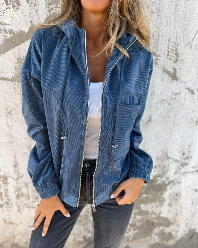 Emmeline | Cord Hooded Zip Jacket