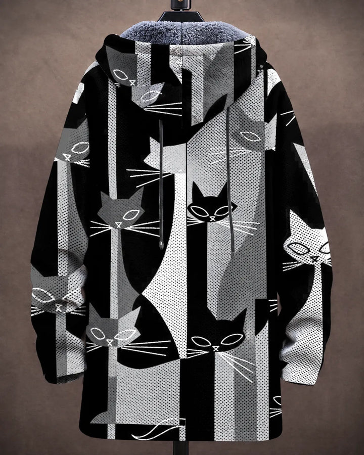 Rhea | Modern Cats Hooded Jacket