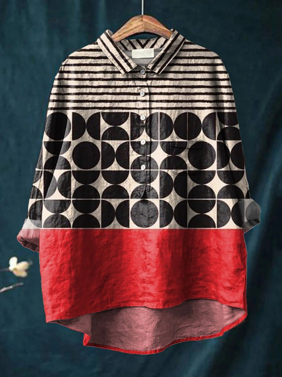 Freyah | Artistry Geometric Pattern Printed Women's Casual Shirt