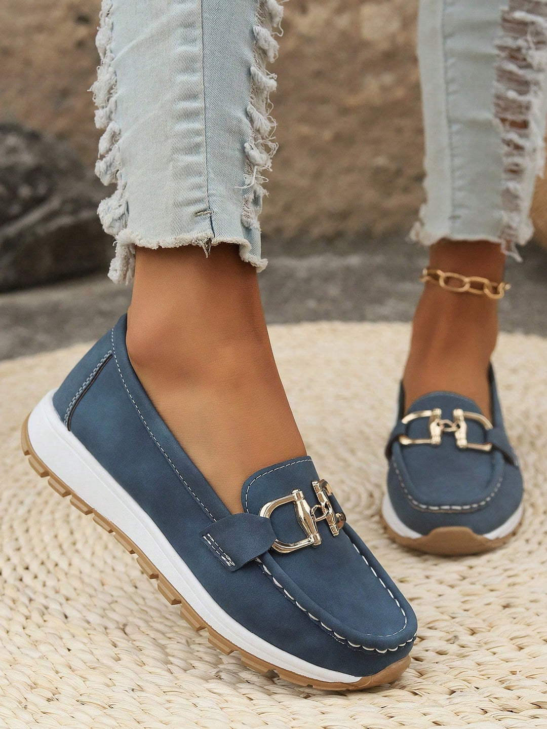 Krystel | Flat Moccasins Buckle