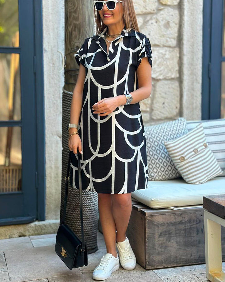 Beatrice | Geometric Print Polo Dress