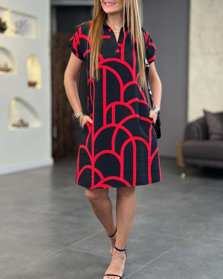 Beatrice | Geometric Print Polo Dress