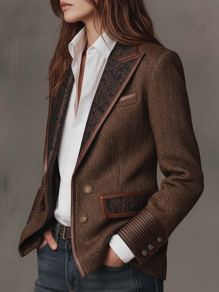 Elowric | Herringbone Panel Blazer