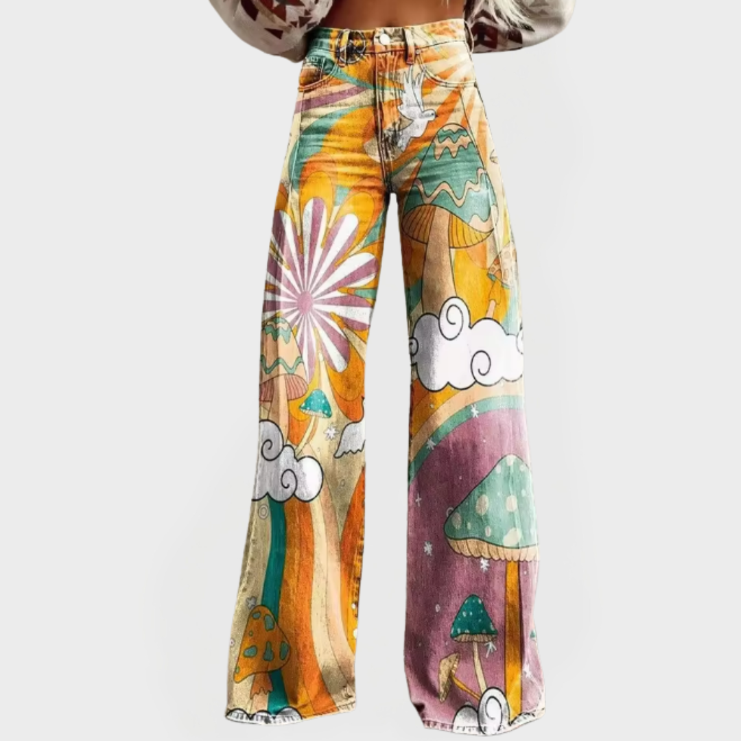 Olivia | Jeans with Psychedelic Mushroom Design