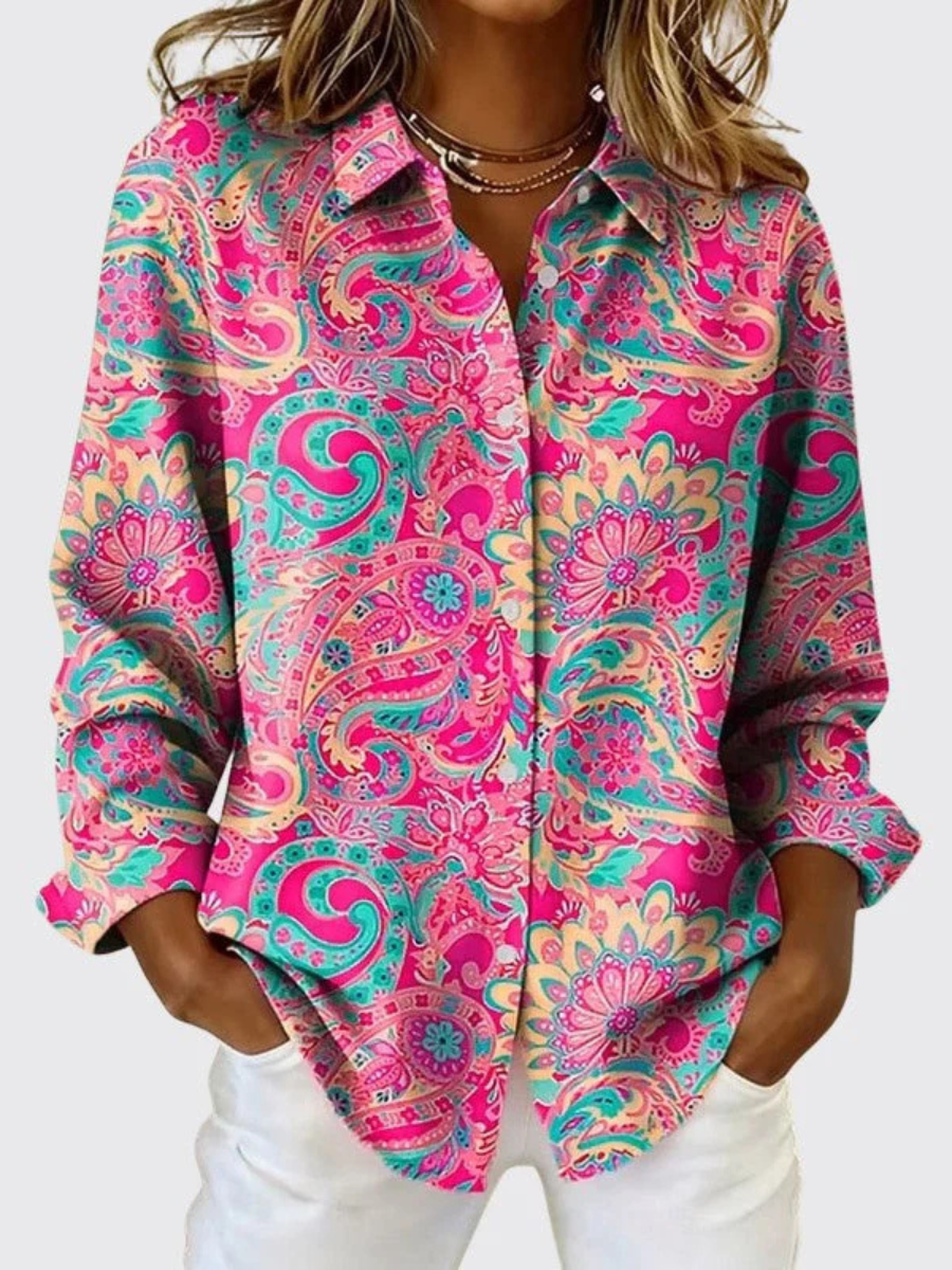Beverly | Paisley Print Button-Up Blouse