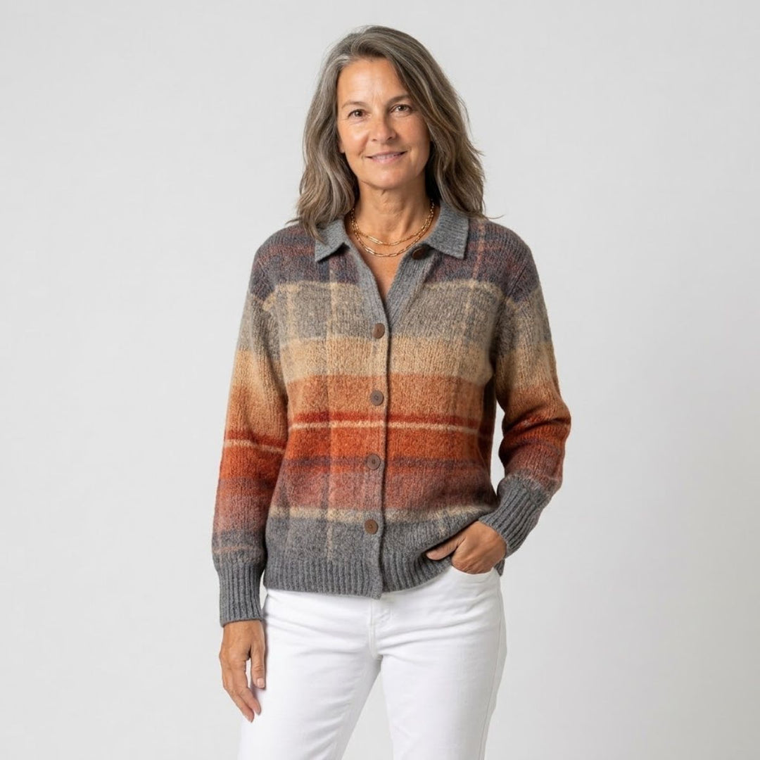 Cathy | Graduated Plaid Knit Cardigan