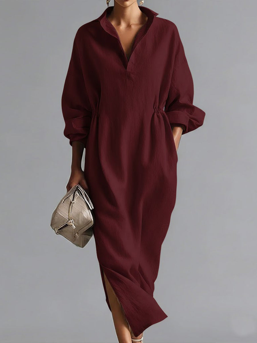 Michelle | Cotton Lapel Shirt Dress