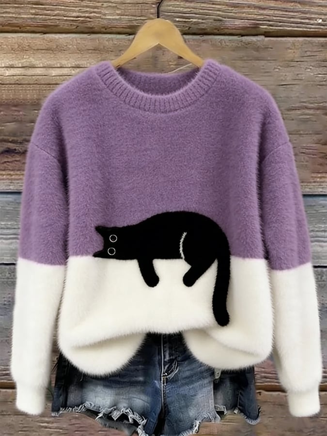 Aileen | Elegant Cat Print Sweater