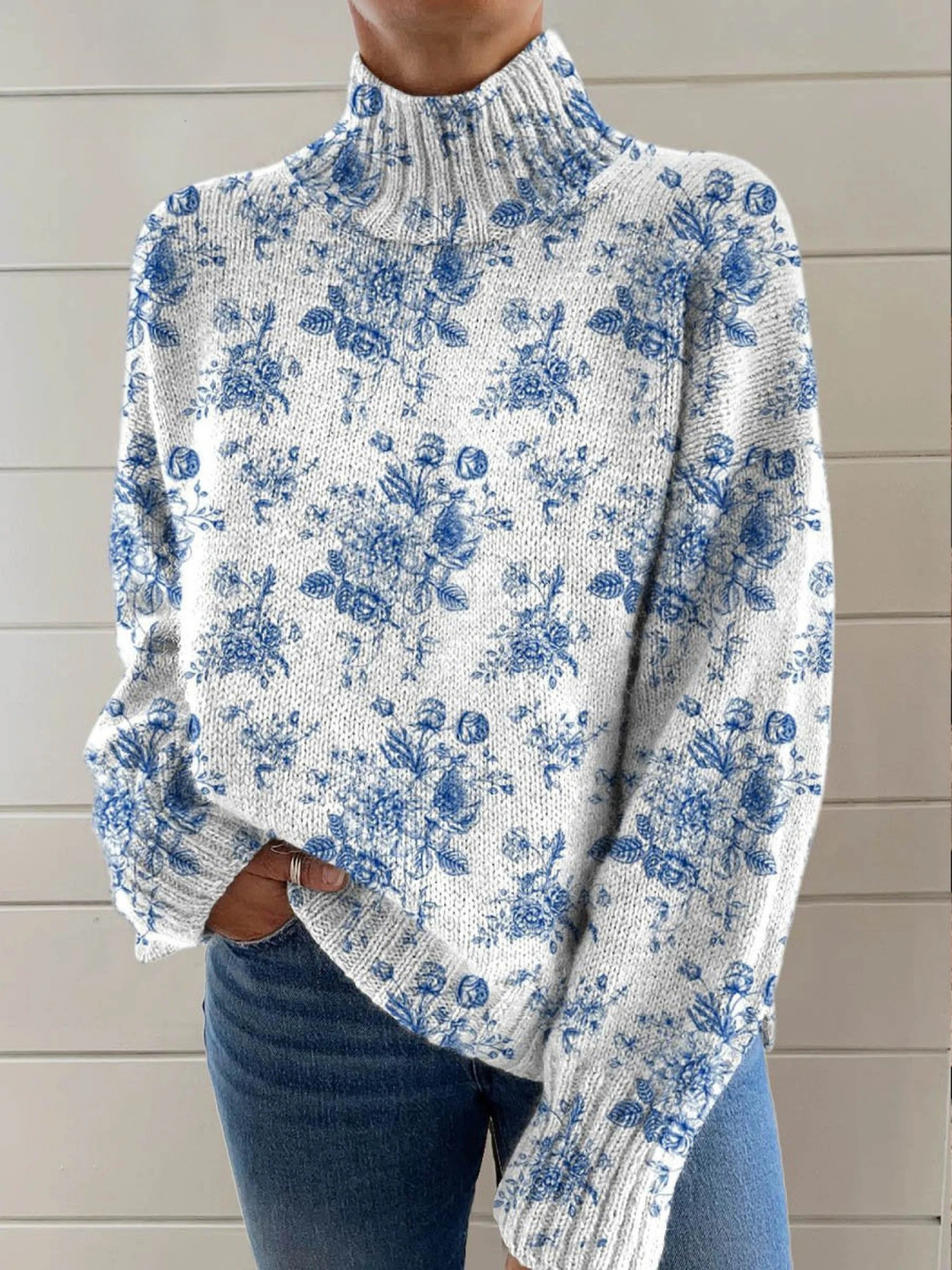 Corby | Floral Mock-Neck Sweater