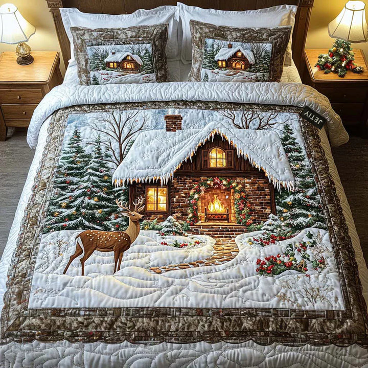 3-Piece Quilted Bedding Set - Cozy Cabin