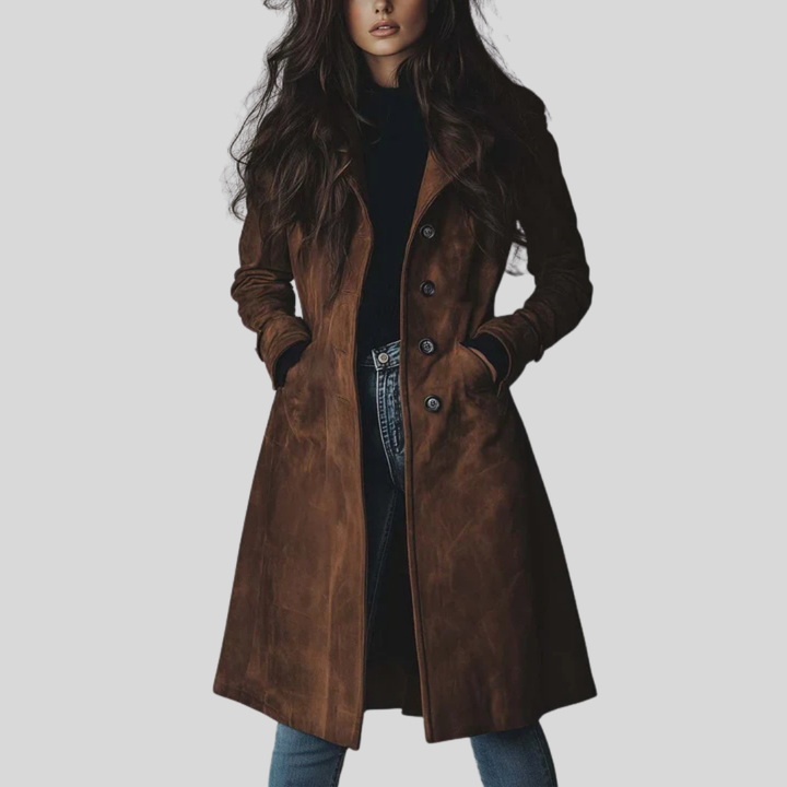 Teresa | Vintage-style Suede Trench Coat
