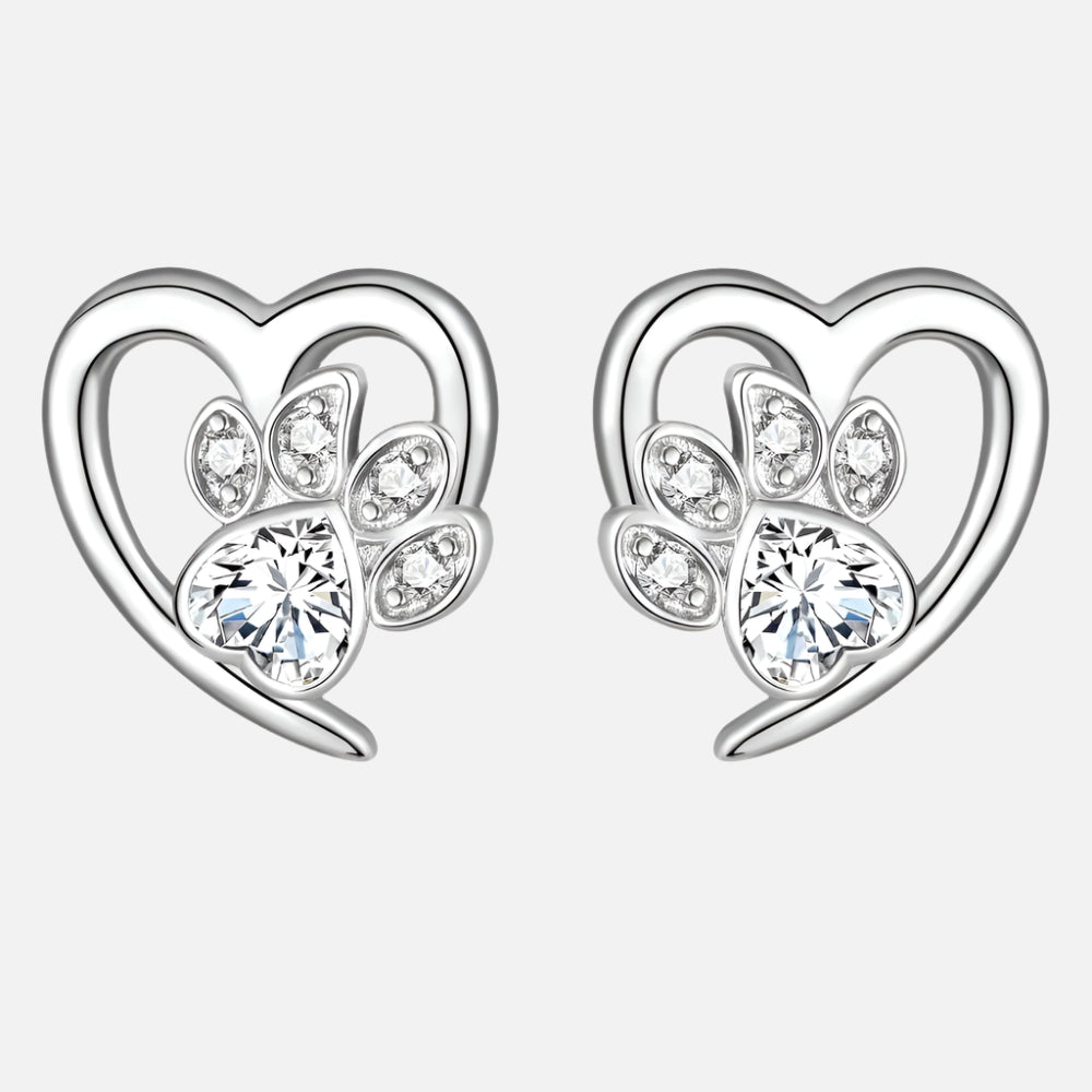 Pratima | Paw Heart Zirconia Earrings