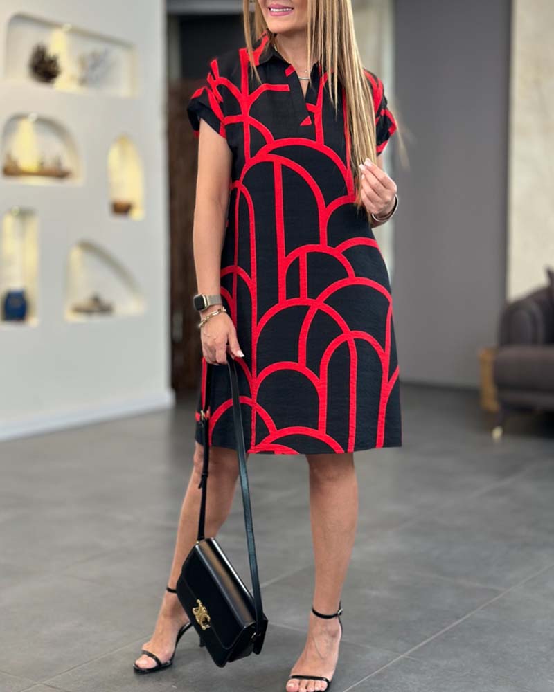 Beatrice | Geometric Print Polo Dress