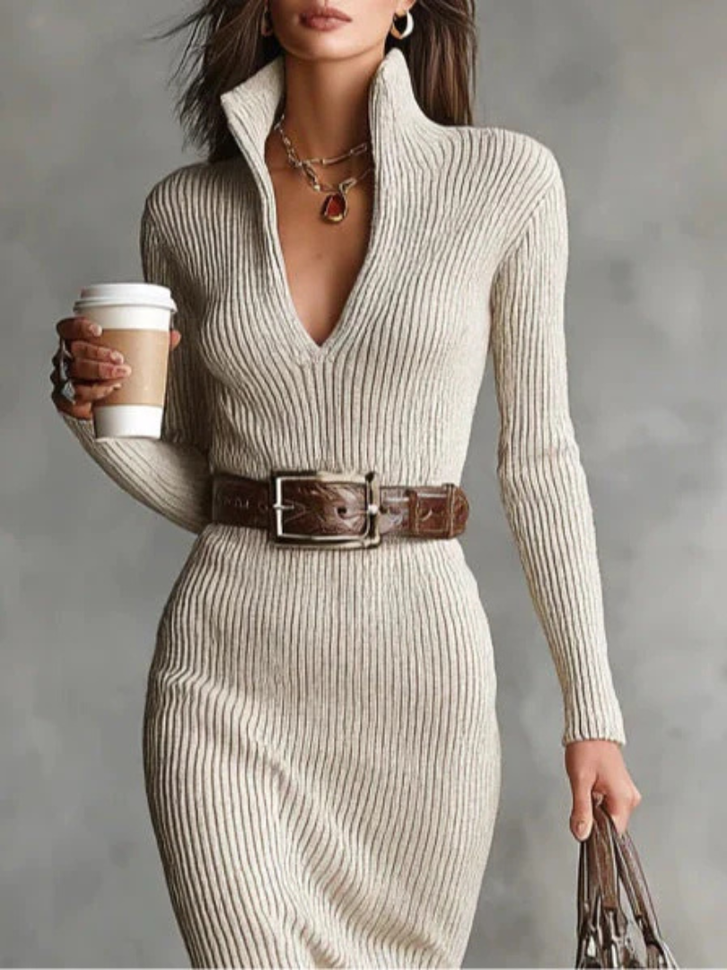 Zandra | Ribbed Knit Winter Dress