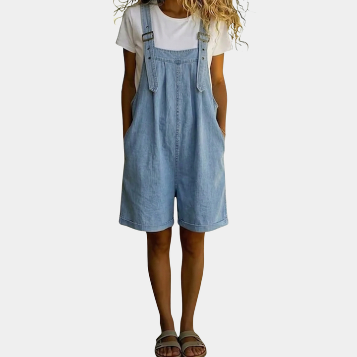 Nora | Classic Relaxed Denim Short Overalls