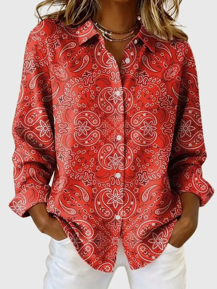 Beverly | Paisley Print Button-Up Blouse