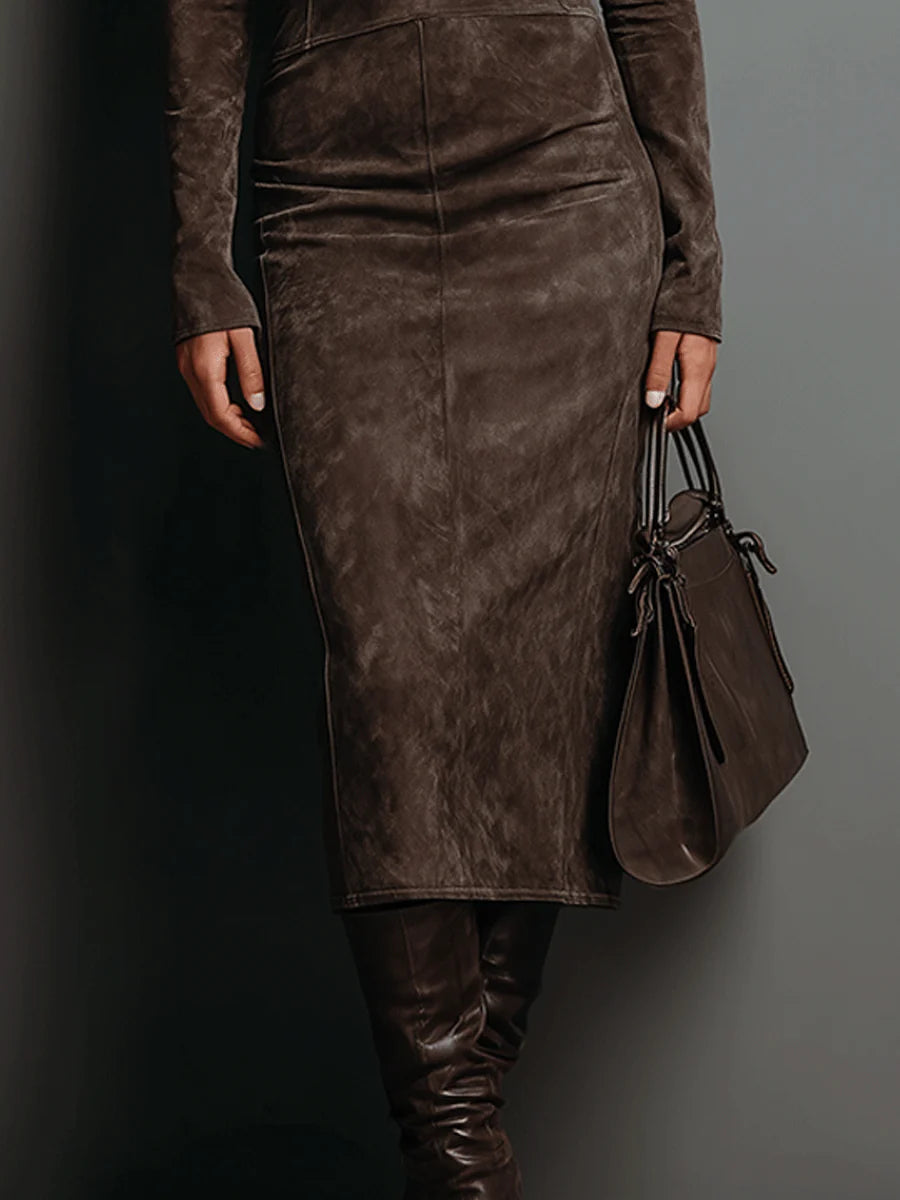 Loren | Brown Midi Dress