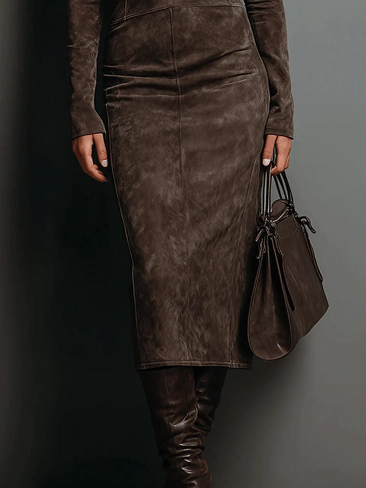 Loren | Brown Midi Dress