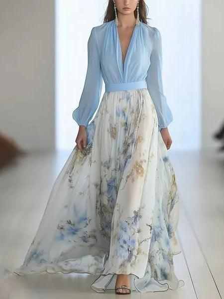 Weronika | Stunning floral patterned maxi dress with a V-neck