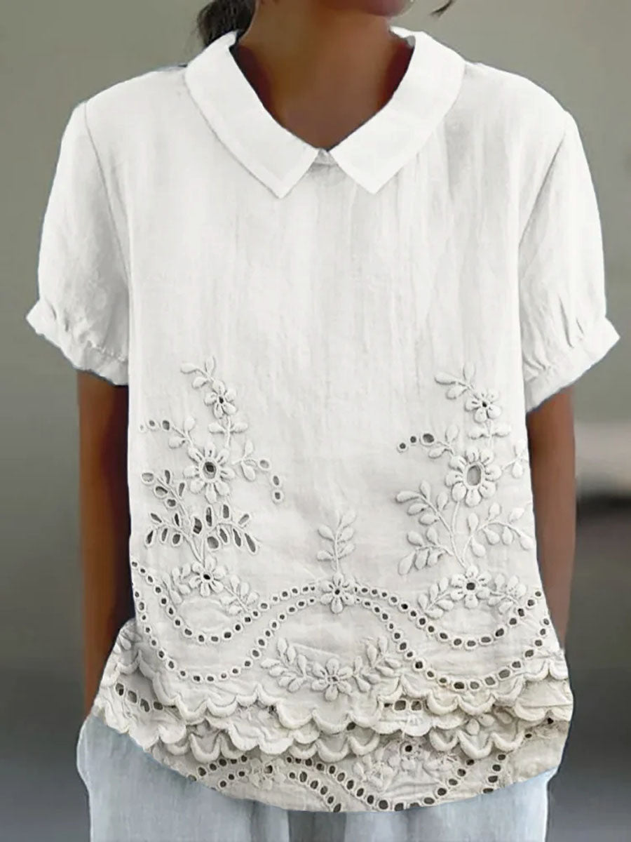 Lillian | Floral Embroidered Summer Shirt