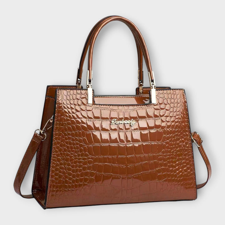 Celeste | Glossy Crocodile Pattern Handbag
